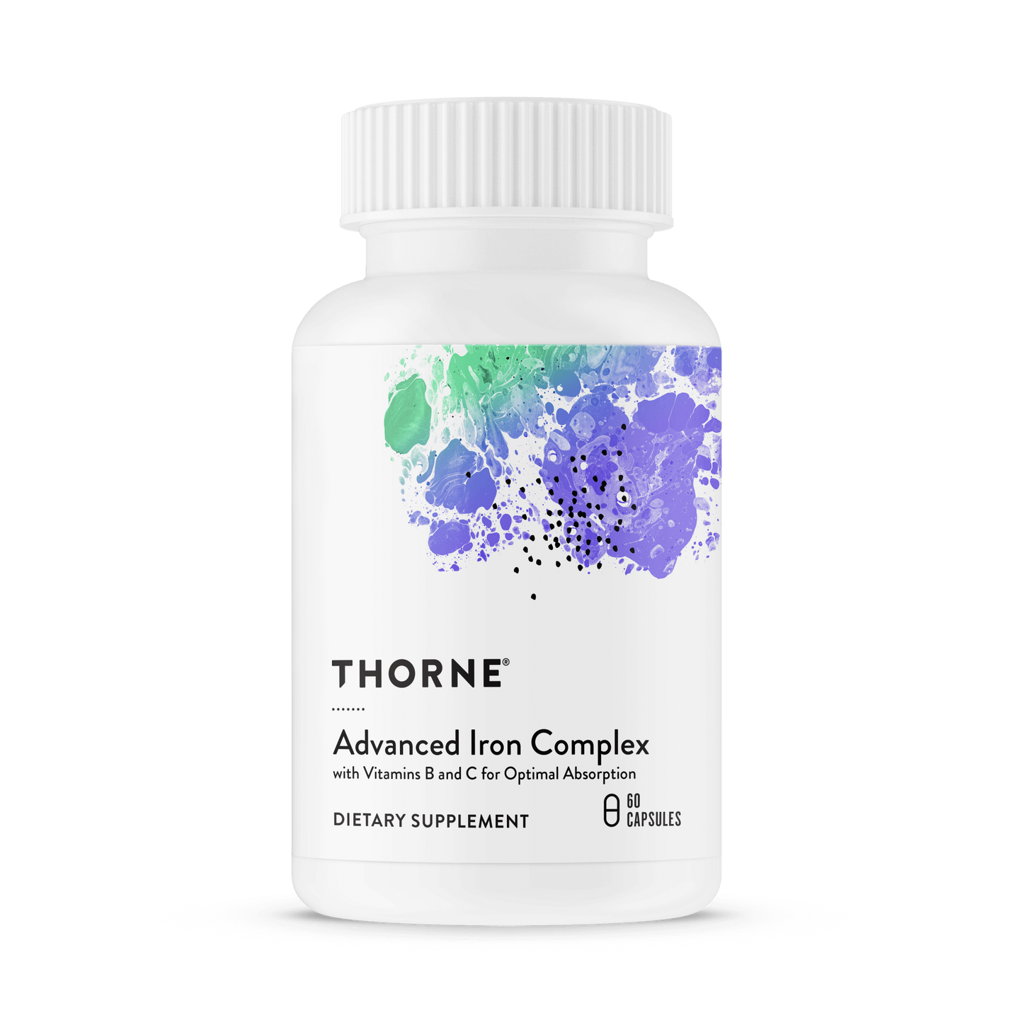 THORNE - Advanced Iron Complex - Complete Blood Support Formula* - Elemental Iron, Folate, B and C Vitamins for Optimal Absorption - Chelated Iron Supplement - Gluten, Dairy & Soy-Free - 60 Capsules