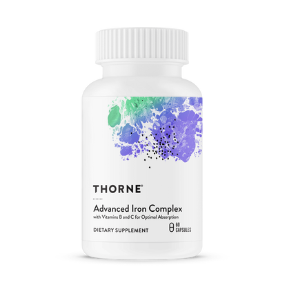 THORNE - Advanced Iron Complex - Complete Blood Support Formula* - Elemental Iron, Folate, B and C Vitamins for Optimal Absorption - Chelated Iron Supplement - Gluten, Dairy & Soy-Free - 60 Capsules